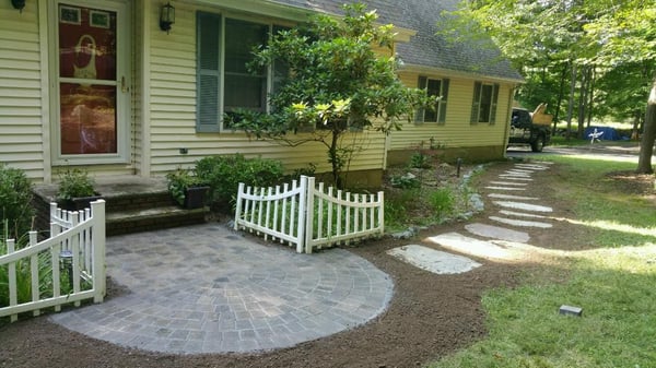 Half circle pavers and bluestone walkway done this week