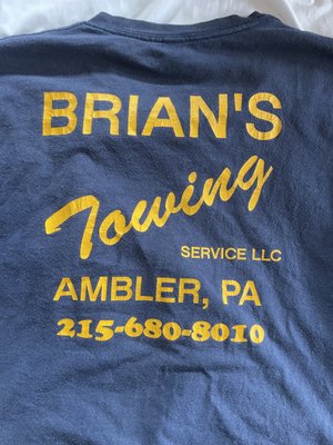 Back Of Brian's Towing T Shirt