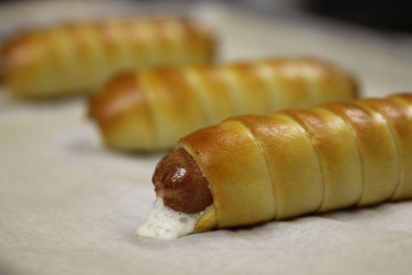 Pretzel Dogs right out of the oven