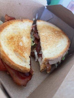 Hearty sized and perfectly toasted BLT