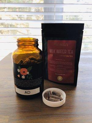 Encapsulated placenta and Mrs. Patel's lactation tea. Thank you so much, Heather!