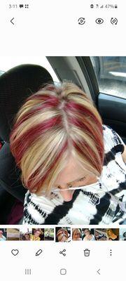 This is the original photograph that I brought in for them to replicate. Natural color. Blonde. Red. It's my signature Style