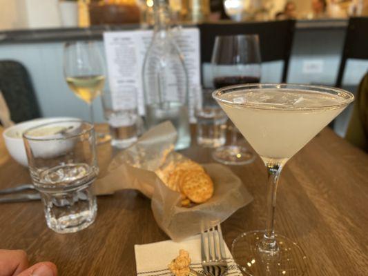 Simple Daiquiri (not on menu but well made) and delicious Pimento Cheese Snack