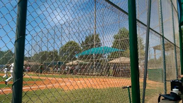 Awnings over every set of bleachers at the ballfields...nice!