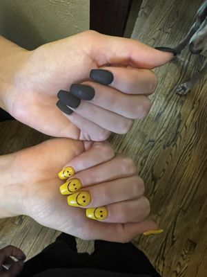 Dip nails with hand painted design