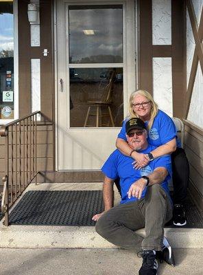 Denise and Slade, owners of Avenue Shirt Works.