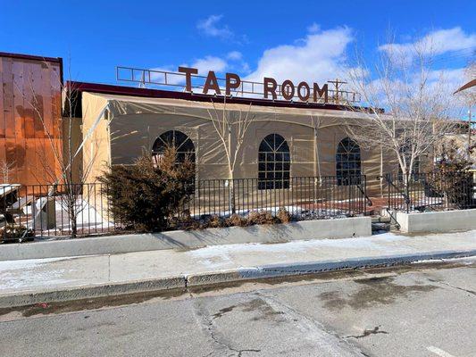 custom tan tent outside