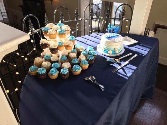 Our anniversary tier and cupcakes! Debra's work is not only beautiful, but delicious!