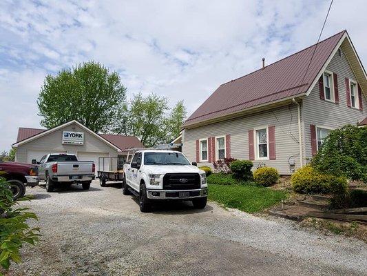 New porch and metal roof