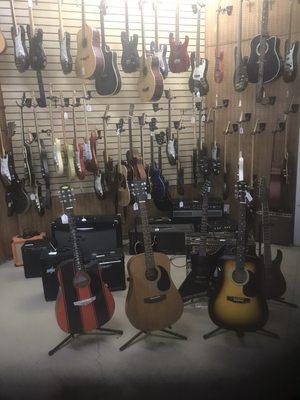 Guitars, amplifiers, strings, guitar straps and picks!