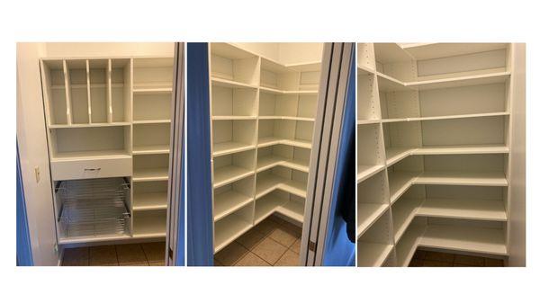 Look at the storage space in this pantry. The tray dividers are perfect for baking dishes or serving platters.