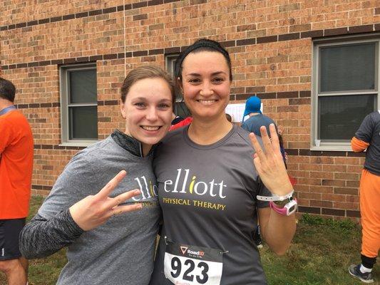 Marisa Babb and Amanda Issler participate in a local 5k for the North Attleboro Middle School.