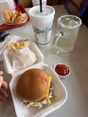 Bacon cheeseburger w/ margarita