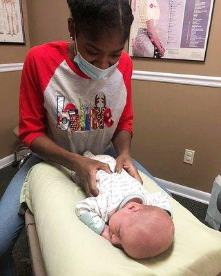 First spinal check at five days old. Safe, gentle and specific!