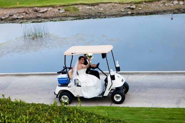 Pictures on the golf course then back to the reception!