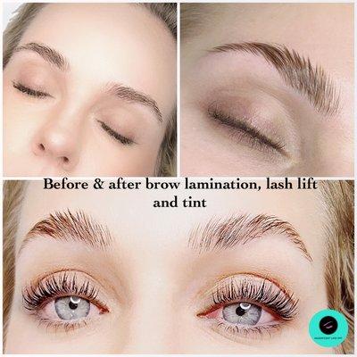 Brow lamination, lash lift and tint