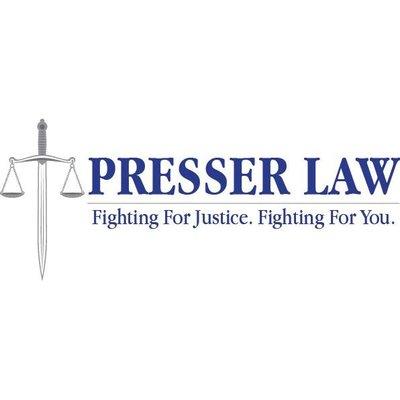 Photo is a logo of car accident, injury, and wrongful death law firm of Presser Law, P.A.