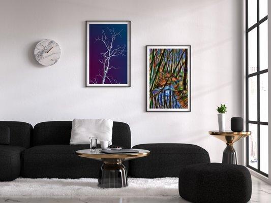 Example of framed prints hanging upon ones wall.