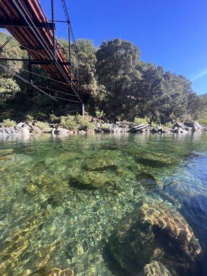 In the river under the bridge