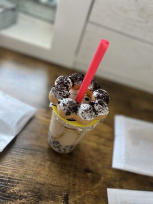 Cookies and cream mochi donut