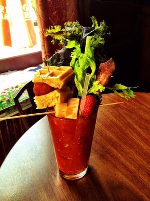 Chicken and waffle Bloody Mary.