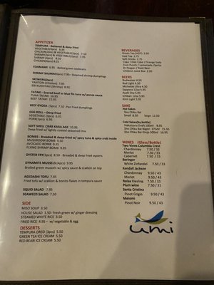 Updated menu 3/23