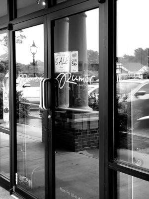 RUMOR BOUTIQUE exterior front doors in Macon, Georgia.