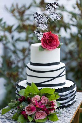 Black & White Butterfly Wedding Cake