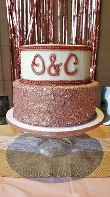 Rose gold wedding cake