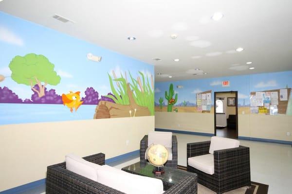 School lobby where new parents are greeted and discuss their needs. Also used by existing parents  to discuss the progress of...