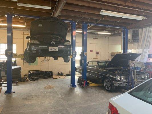 Vehicle lifts for any mechanical repairs needed.