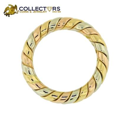 Vintage Bulgari Bvlgari 18k Tri-Color Gold Tubogas Band Ring