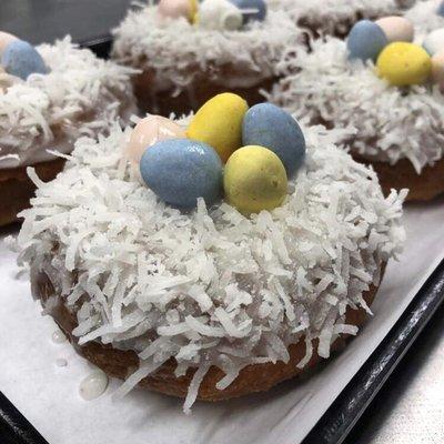 The Country Kitchen Crew gets creative on holidays. Easter's specialty donut is a birds nest donut with chocolate eggs.