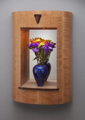 Custom Wood Entry Mirror with Lighted Display by Krantz Design in Wisconsin