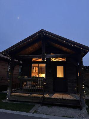 King cabin at night