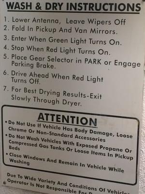 Sadly, some patrons actually need to read and follow the obvious car wash instructions.