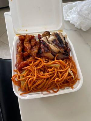 Chow Mein, Spicy Orange Chicken, Teriyaki Chicken