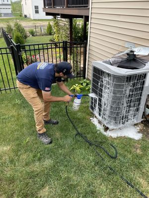 Comfort Cavalry technicians perform a "Deep Clean" with actual soap on your air conditioner as part of our normal clean & check process.