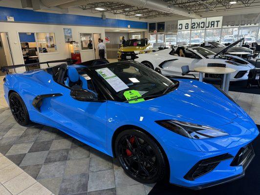 C8 Corvette Stingray in Rapid Blue w/ Tension/Twilight Blue Interior