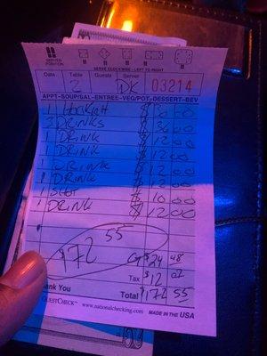 Bill with insane gratuity & prices (next picture shows the cup size)