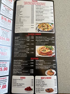 menu as of april 2023