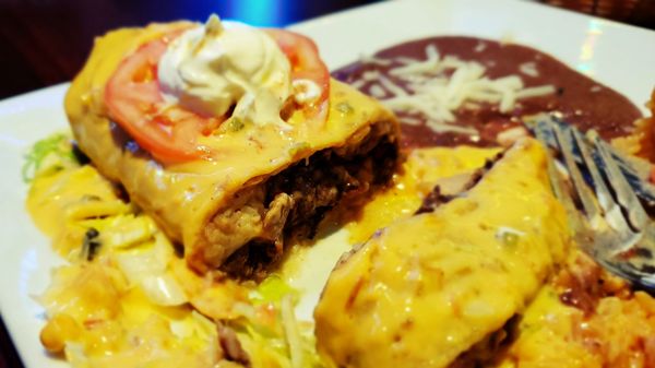 A peak inside the Shredded Beef Chimichanga