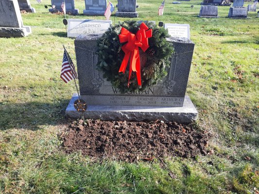 CHRISTMAS wreath for cemetary visit.