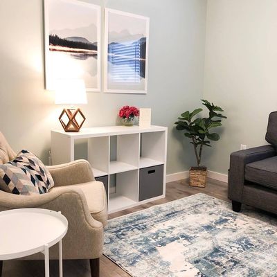 Our professionally designed therapy offices offer a bright and cheerful space to meet for in-person counseling sessions.