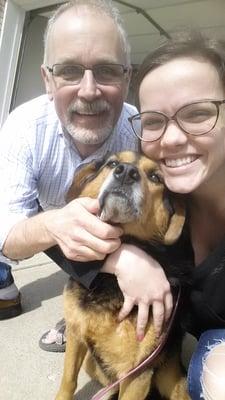 Todd and daughter and furry daughter , not sure which one is spoiled the most!