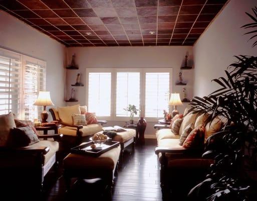 Sitting Room with Custom Designed Ceiling Treatment