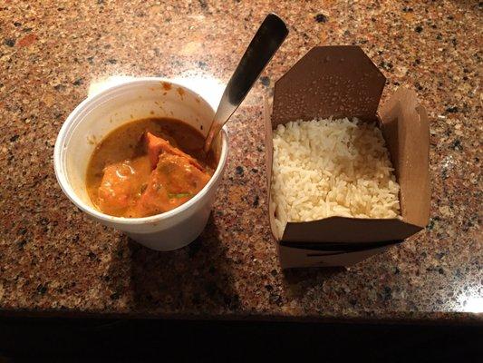 Buttered curry chicken with rice