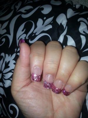 $35 glitter tips with gel. Done b Mrs nancy-