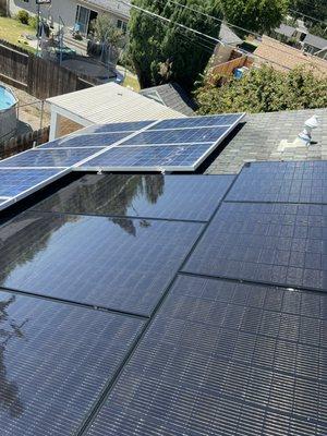 A couple of freshly cleaned solar panels that I had the opportunity to get done for my new friend Dan.