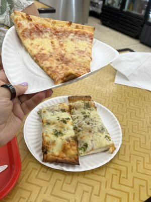 Parsley pizza and plain pizza